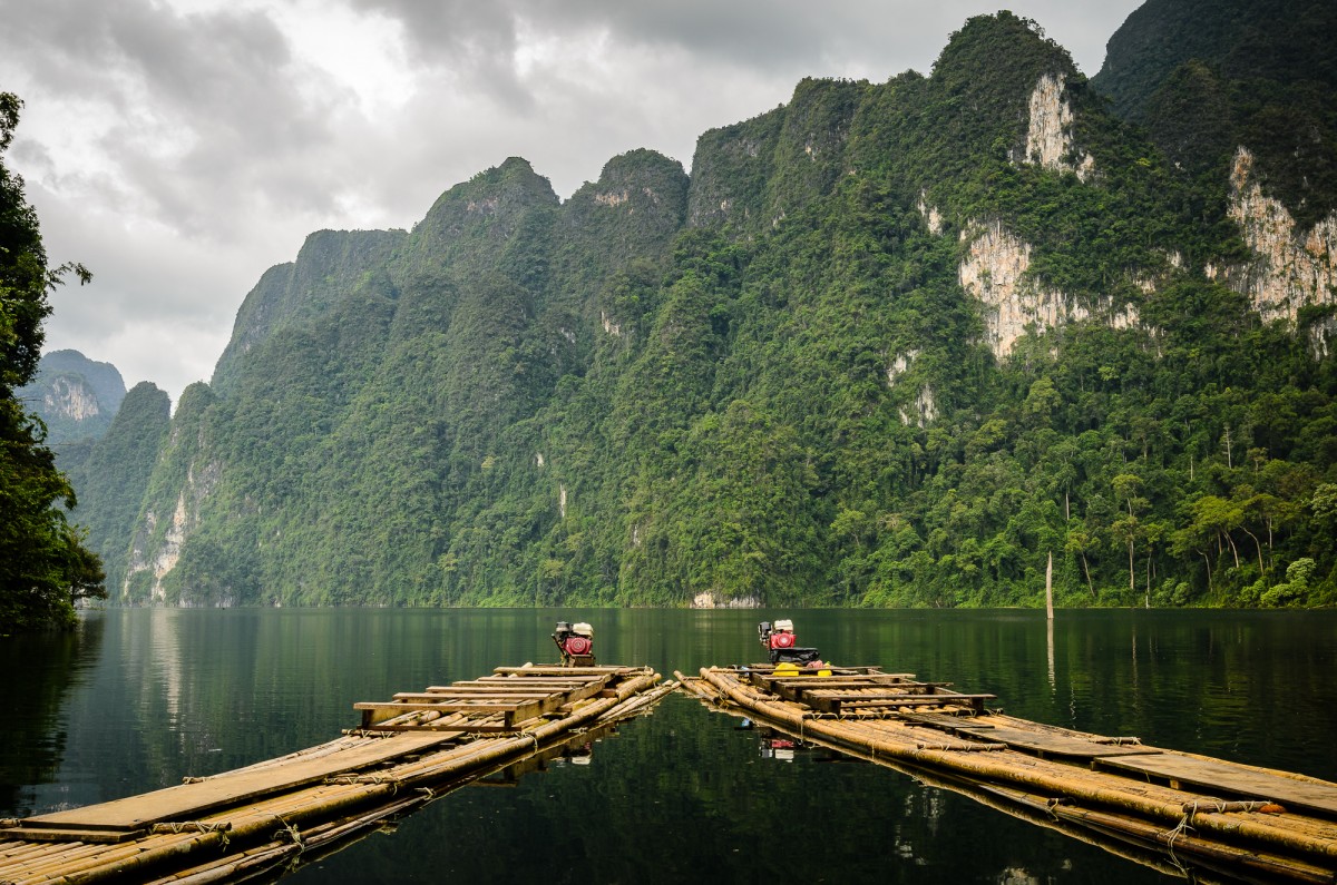 Bamboo rafts at Khoa Sok